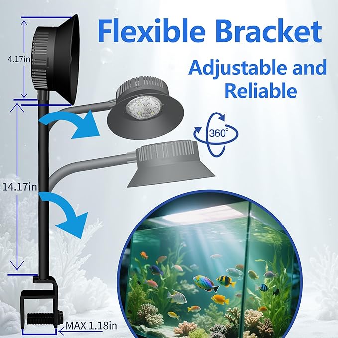 N30 Aquarium Light,30W Dual-Channel 10-Level dimming, 5-Stage Timer Full-Spectrum Reef Light Marine Fish Tank Light Saltwater Nano Aquarium LPS SPS Lighting