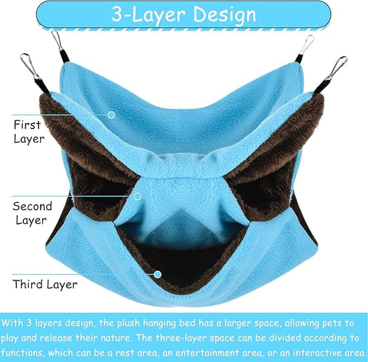 3 Tier Ferret Rat Hammock,Guinea Pig Cage Accessories,11.8x11.8Inches,Pet Cage Hanging Bunkbed Hammock for Small Animals,GuineaPig,Ferret,Kitten,Squirrel,Chinchilla,Rat,Parrot
