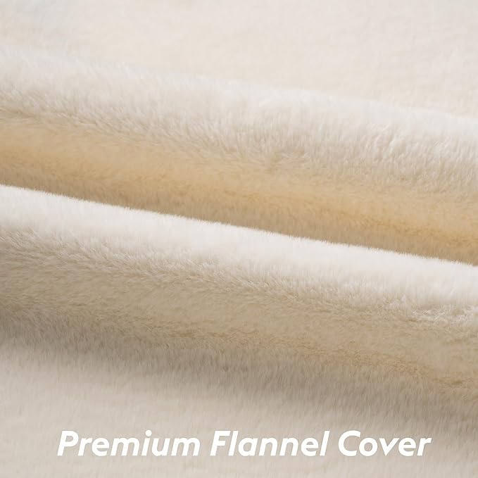 FunFurry Self Warming Cat Bed, Heating Cat Pad, Extra Soft Flannel Surface, Removable & Washable, Thick Thermal Mat with Non-Slip Bottom (Ivory, 24" X 18")