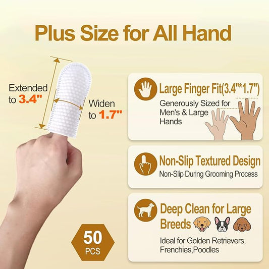 Extra Large Dog Ear Finger Wipes,Gently Remove Ear Wax & Dirt,Relieve Ear Itching. All Natural Ingredients Dog Ear Wipes.Safe & Gentle Ear Wipes for Dog & Cat - 50 Count Green