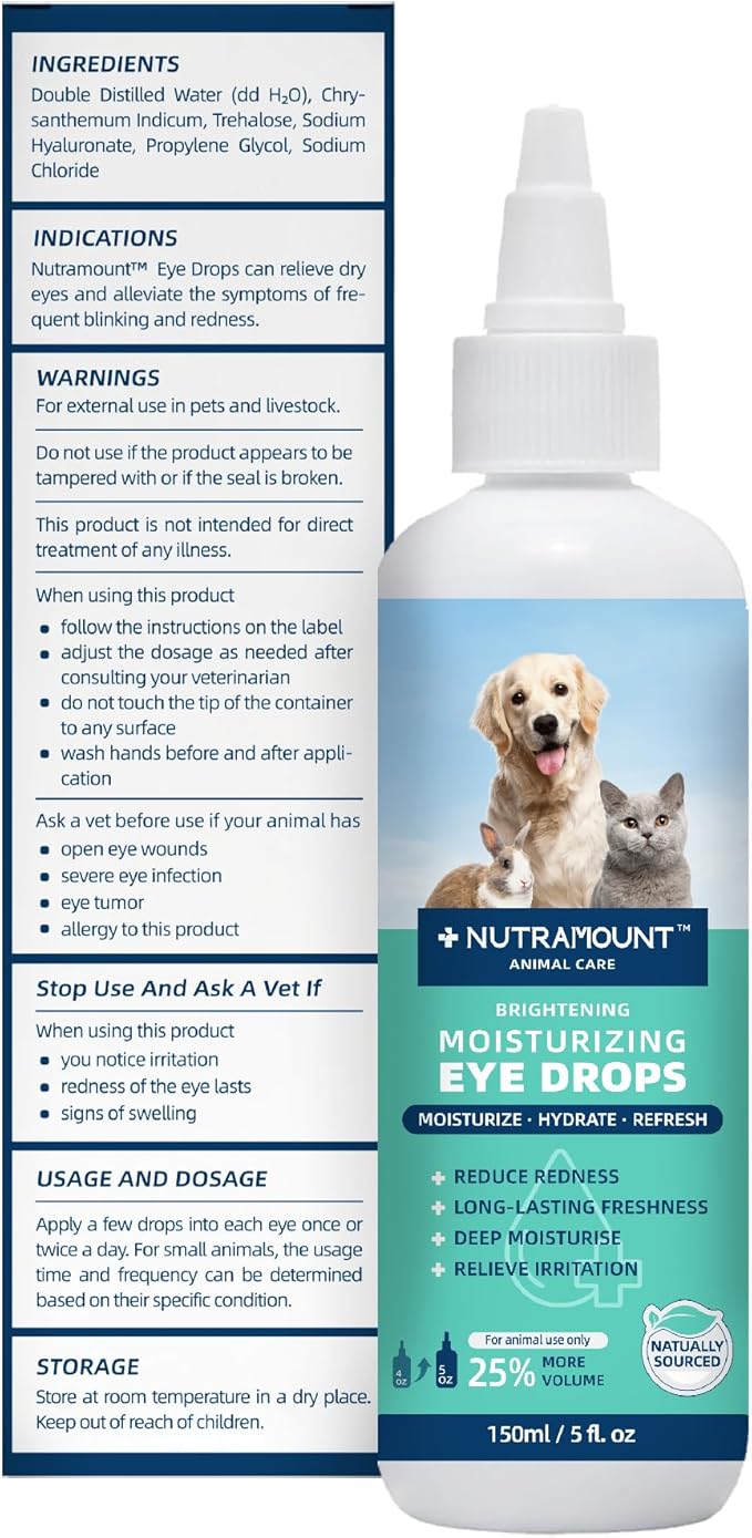 Moisturizing Eye Drops for Dogs, Cats, and Livestock 150ML/5 fl. oz Dry Eye Solution Twin Bottle Set