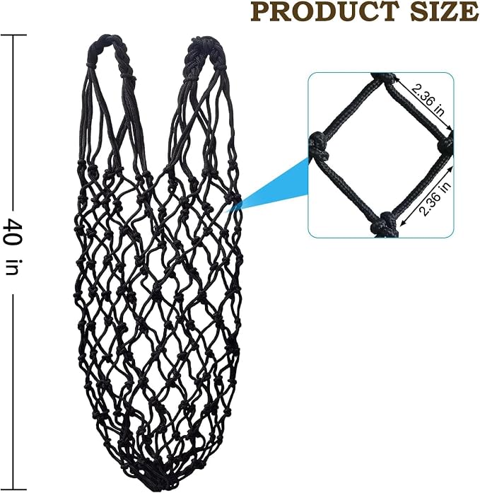 Hay Net for Horses,Slow Feed Hay Bag for Horses Goat Sheep,Hanging Hay Feeder Bag for Horses Stable Stall Paddock Rest Toy (3 Black)