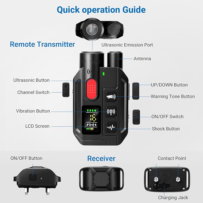Dog Shock Collar with Remote Control,2000FT Range Dog Training Collar with 4 Training Modes,IP67 Waterproof Dog Bark Collar for Small Medium and Large Dogs(Dark Blue)