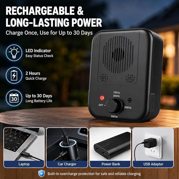Dog Bark Deterrent Device, Automatic Ultrasonic Anti Barking Device with Long Range 50FT, Rechargeable Bark Control Box with 3 Adjustable Modes, Safe & Humane Dog Silencer for Indoor & Outdoor