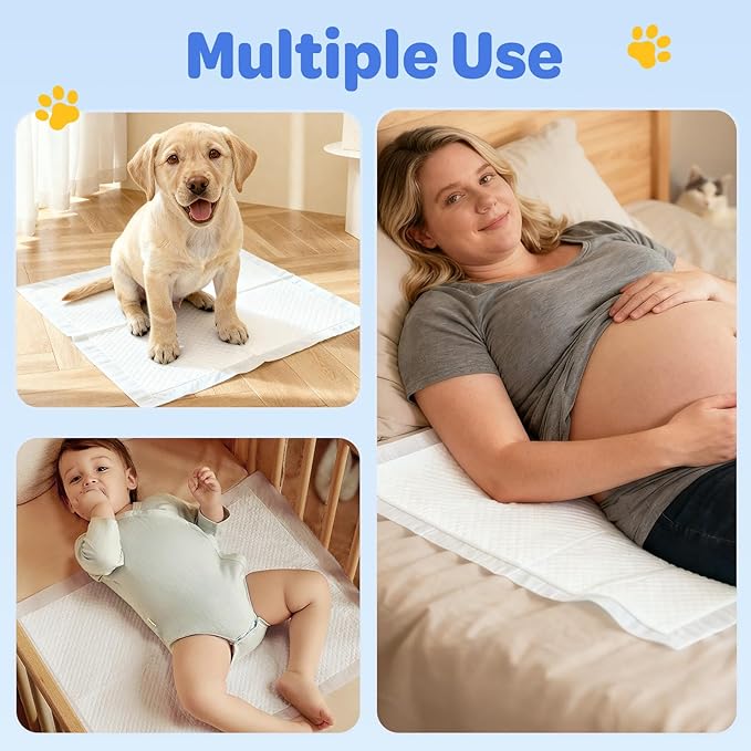 6-Layer Puppy Pads Extra Large 36x30, 50 Count Super Absorbent Dog Pee Pads with Adhesive Tapes, Leakproof Disposable Pet Training Pads for Large Dogs, Furniture & Floor Protection