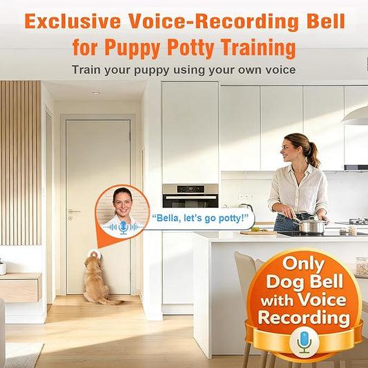 ChunHee Recordable Bells for Dog Training to Go Outside - Dog Door Bell with 5 Adjustable Volume | Bell for Dogs to Ring to Go Potty | Teach Puppies to Signal to Go Outside & Potty