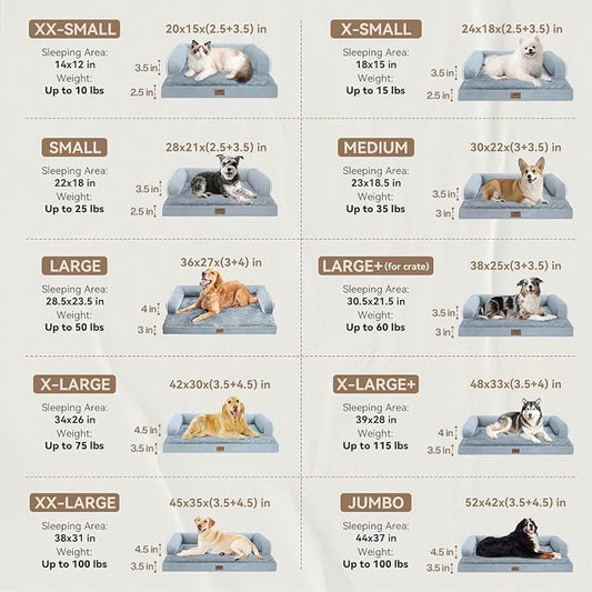 MEKIY Orthopedic Waterproof Jumbo Dog Bed with Bolster for Extra Large Dogs | Pillow Support for Neck Relief, Egg Crate Foam, Waterproof Liner, Anti-Slip Bottom, Removable Bolster Cover, 53 x 42 Inch