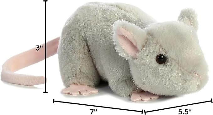 Aurora® Adorable Mini Flopsie™ Mouse Stuffed Animal - Mini Companions Ready for Playful Adventures - for Kids All Ages, Toddlers, Adults, and Families - Gray 7 Inches