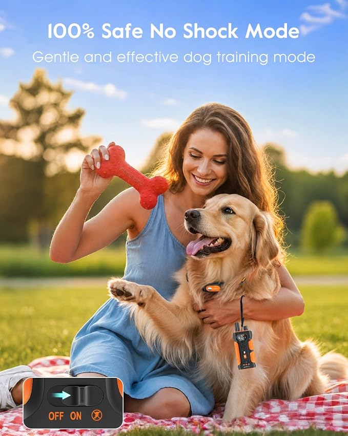 SLOPEHILL Dog Shock Collar - 4200FT Dog Training Collar with Remote,IPX8 Waterproof E-Collar with Beep,Vibration,Shock,Flash Light,No Shock Mode,Shock Collar for Small Medium Large Dog 8-140lbs,Orange