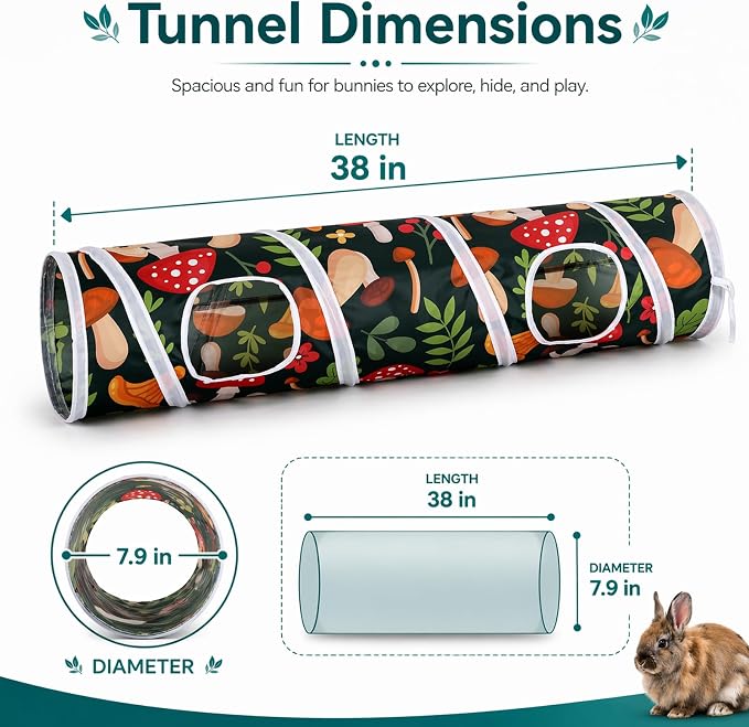 Mechpia Rabbit Toys, Large Bunny Hideout Tunnel and Tube for Rabbit Guinea Pig Chinchilla Ferret Rat