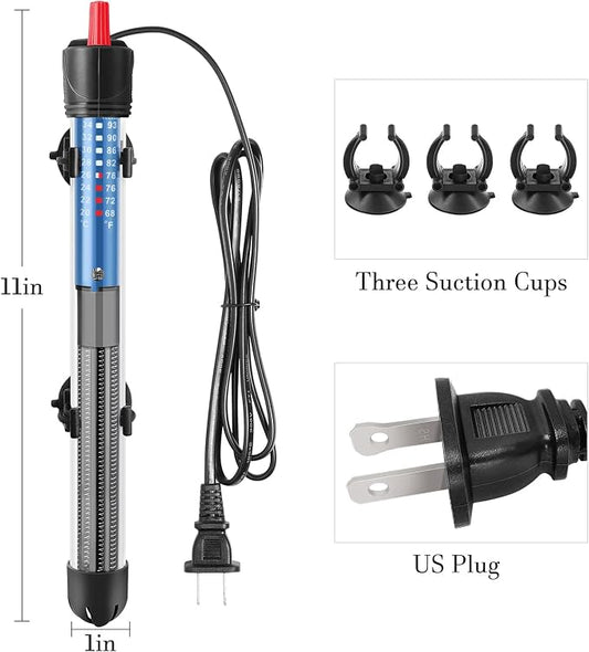 FEDOUR 50W 100W 300W Submersible Aquarium Heater, Adjustable Glass Water Heater for 5 – 70 Gallon Fish and Turtle Tank (300W for 35-70 Gallon)