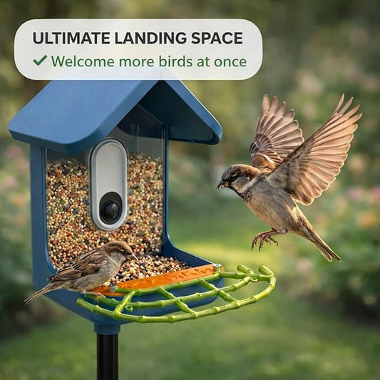 CPLIKE Faux Bamboo Perch Extender Compatible with Bird Buddy Smart Bird Feeder, Durable ABS Extension Platform with DIY Expansion Holes & Screws for Full-Body Photos, 9.2"x4.3"
