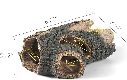 IBWell Aquarium Wood Fish Tank Decorations,Resin Fake Logs Terrarium DÉCor, Reptile Hide Aquarium Hideout for Fish Cave, Small Turtles, to 20 Gallon Tank