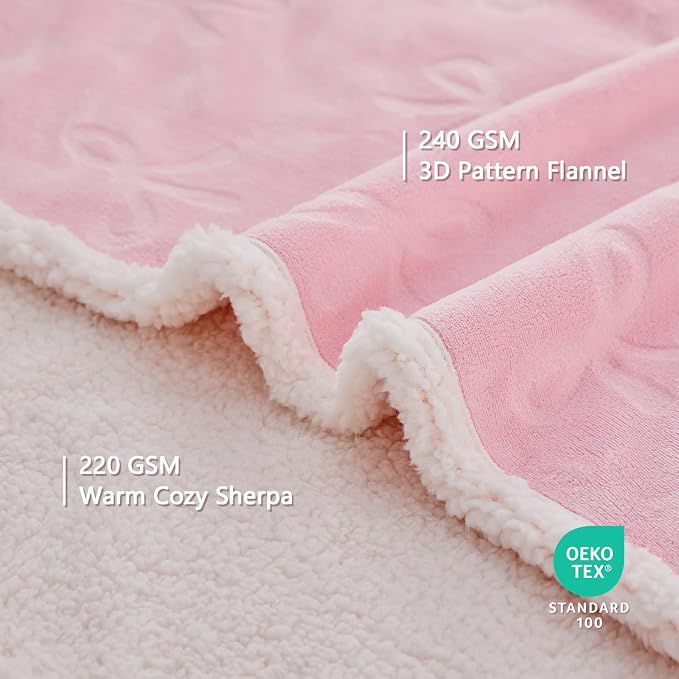 Qeils Pet Blankets for Cats - Waterproof Cat Blanket Washable - Sherpa Fleece Puppy Blanket, Soft Plush Reversible Throw Protector for Bed Couch Car Sofa, 30"X40", Pink Bows