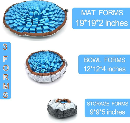 Dog Snuffle-Mat Slow-Feeder-Bowl - Simulating Grassland for Boredom, Encourages Natural Foraging Skills for Pet, Treat Indoor Outdoor Stress Relief(Blue)