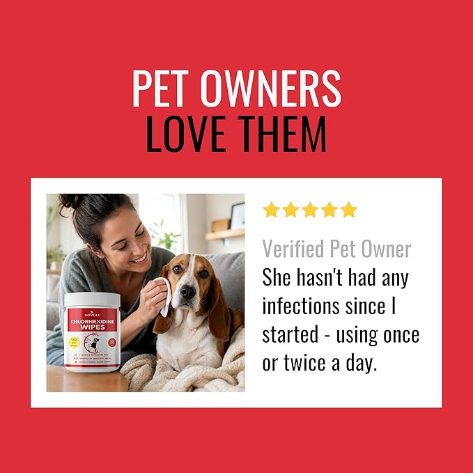 NOVEHA Pet Wipes - Formulated Pet Wipes - for Facial and Finger Folds, Underarms - 3" x 2" Size (450 Counts)