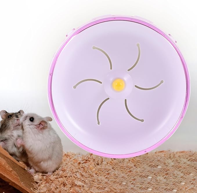 SHINEOFI Silent Hamster Wheel Plastic Exercise Toys for Small Animals Hamsters Gerbils Hedgehogs Household Pet Running Wheel 6.88In Pink 翻译:SHIN