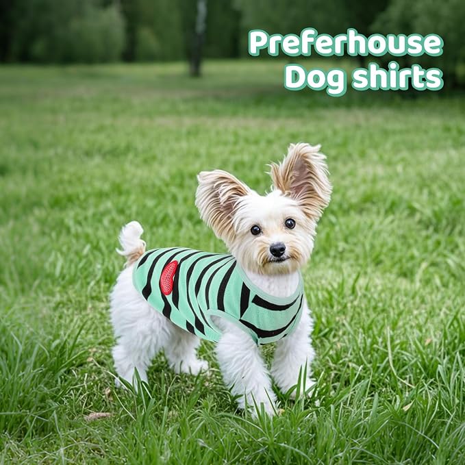 Dog Shirts for Large Dogs, Striped T-Shirts Dog Vest Pet Apparel Tee Shirts Spring Summer Suitable for Small and Medium Large Pets French Bulldog Bichon, Turquoise XL