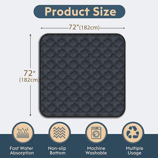 FunFurry Washable Pee Pads for Dogs - 1 Pack Reusable Pee Pads,Waterproof Puppy Pads,Pet Training Pads,Super Absorbent with Dog Paw Shape Non-Slip Backing (Dark Grey, 72" X 72" - 1 Pack)