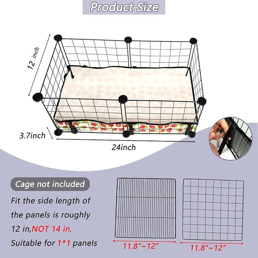 Guinea Pig Cage Liner,Washable Waterproof Oxford Cloth Cage Liners for Small Animals,Hamster Chinchilla Hedgehog Rabbit And Other Small Animals Not Include Cage (C&C 1x2(12x24 inches), Strawberries)