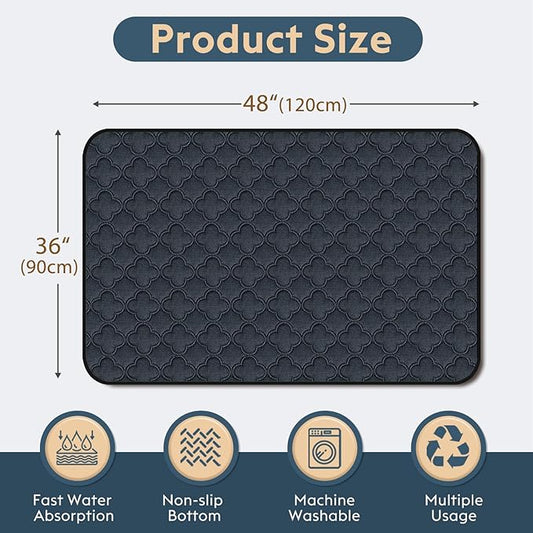 FunFurry Washable Pee Pads for Dogs - 2 Pack Reusable Pee Pads,Waterproof Puppy Pads,Pet Training Pads,Super Absorbent with Dog Paw Shape Non-Slip Backing (Dark Grey, 36" X 48" - 2 Pack)