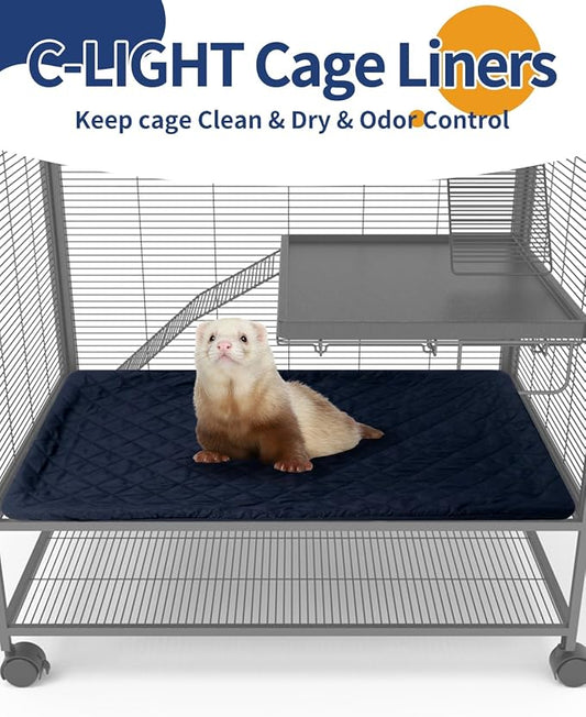 C-LIGHT Ferret Cage Liner, for Ferret Nation & Critter Nation Cage, 4-Layer Absorbent Pad with Ultrasonic Welding, Chinchilla Cage Accessories kit, Anti-Leak, Odor Control (Bottom PAN Liner)