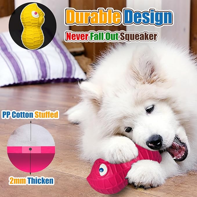 HOLYSTEED Latex Squeaky Dog Toys for Medium Dogs – Natural Latex Squeaky Balls for Dogs, Soft Rubber Dog Squeak Toys with Squeaker, Interactive Fun for Indoor & Outdoor Play