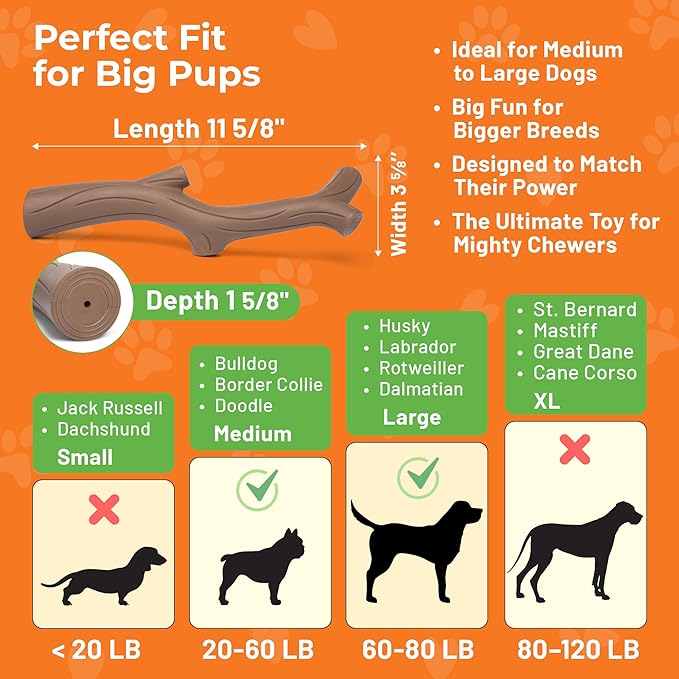 Brown Bacon Flavored Dog Toy - 100% Natural Rubber Squeaky Toy for Medium & Large Breeds - Ideal for Fetch & Tug of War & Dental Ridges for Chewing - Non-Toxic & Safety Tested