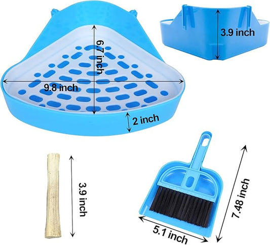 kathson Triangle Potty Trainer Corner Bunny Toilet Guinea Pig Litter Bedding Plastic Box Pet Pan for Rabbit Chinchilla Hamster Ferret Small Animal (Green)