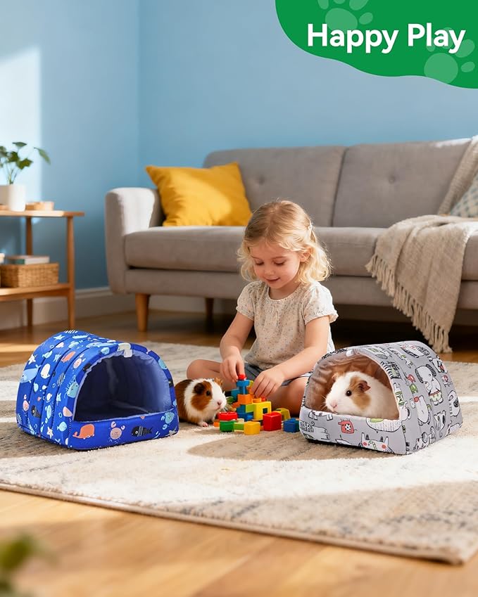 2 PCS Hamster Hideout,Washable Hamster Bed Hamster Bed Hut Hamster House, Small Animal Cage Accessories for Mouse Hedgehogs Ferrets Bearded Dragons and Rats