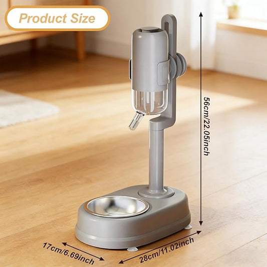 Baoblaze Pet Standing Water Dispenser Pet Feeder and Waterer Food Container, with Adjustable Height for Ferrets Bunny Kittens, Gray