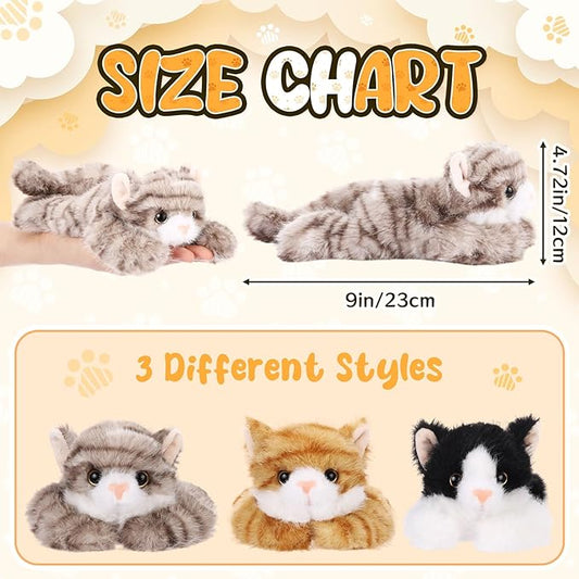 3 Pcs 9 Inch Cat Stuffed Animal Plush Gift Baby Shower Party Favors Cute Kitten Plush Toys Small Cat Stuffed Animal Soft Sleeping Supplies for Boys Girls Toddlers Birthday(Sweet Style)