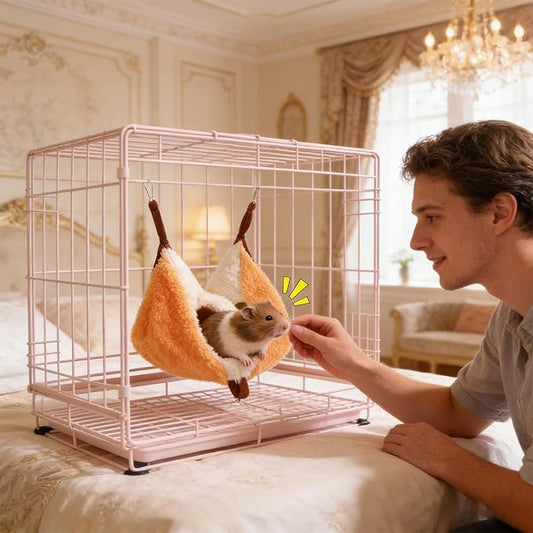 Ferret Hammock - Warm Semi-Enclosed Cave | Soft House Cage Nest - for Hamster Chinchilla Ferret Squirrel Sugar Glider Home Indoor Outdoor Dining