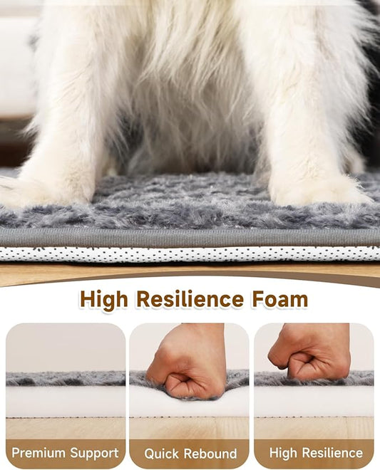 XXL Dog Bed for Crate High Resilience Foam Crate Pad Mat for Large Dogs Washable Anti-Slip,47" x 29",Dark Gray