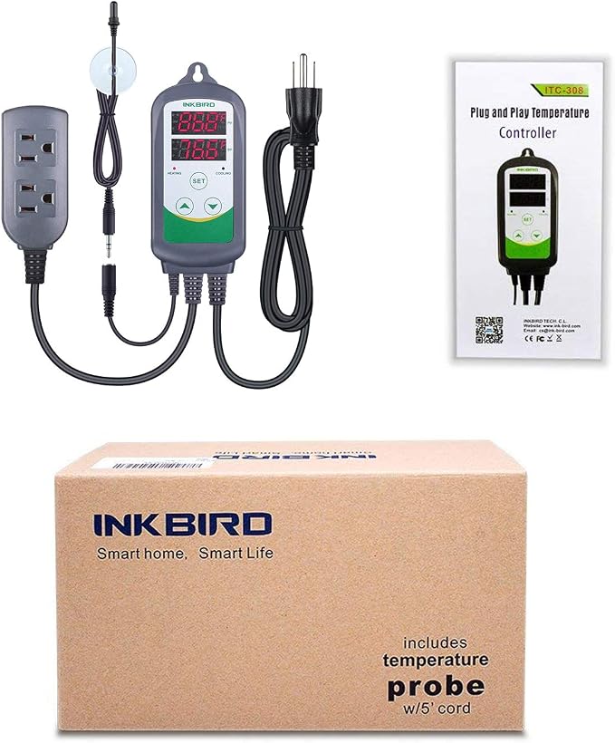 Inkbird ITC-308S Aquarium Heating and Cooling Dual Stage Temperature Controller Freshwater Saltwater Aquarium Tropical Fish Ornamental Shrimp