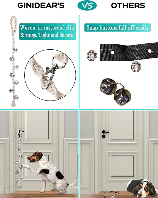 Dog Bells to Go Outside & Puppy Potty Training, Adjustable Dog Door Bell Ring to Go Potty, Handmade with Premium Yarn. Twisted Style, Blue