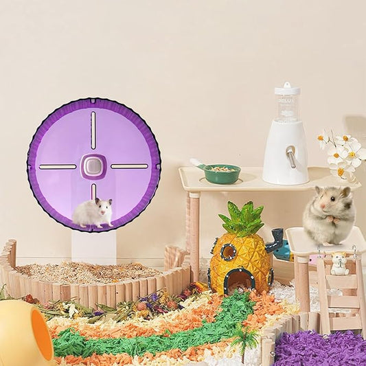 Silent Hamster Wheel 8.3inch Adjustable Height Turtle Wheel Turtle Tank Accessories Dwarf Hamster Quiet Wheel, Hedgehog Wheel, Gerbil Wheel, Small Pet Exercise Wheels (Purple)