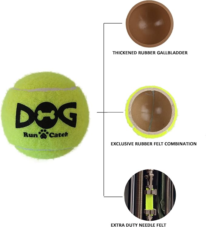 INSUM Tennis Balls for Dogs - 12 Pack 2.5'' Durable Non-Toxic Outdoor Dog Toys Balls with Mesh Bag, SGS Certified, Colorful Fetch Toys, Medium Large Breeds (Non Squeaky)