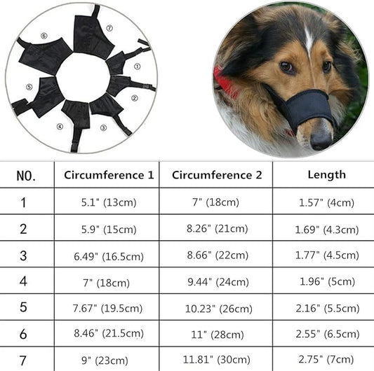 Dog Muzzles Suit, 7 PCS Adjustable Breathable Safety Small Medium Large Extra Dog Muzzles for Anti-Biting Barking Chewing Protection (Red)