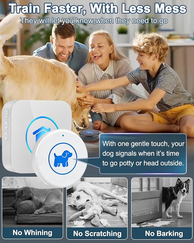 Dog Door Bell 2026 Enhanced Touch, Wireless Doggie Doorbell for Potty Training to Go Outside, IP65 Waterproof, 1000ft Range, 55 Melodies, 5 Modes & Adjustable Volume, 2 Buttons - White