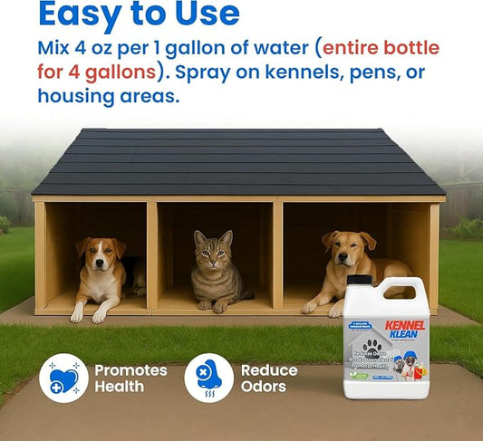 Kennel Klean - Dog Kennel Cleaner I 4 Gallon Mix I Natural Refresher for Dogs & Cats l Strong concentrate! All Natural. (16 oz + Half gallon pump combo)