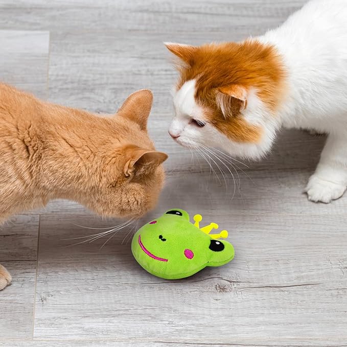 Andiker Cat Catnip Toys, 3Pcs Cat Interactive Toys for Indoor Cats, Soft Plush Kitten Chew Toys with Crinkle Paper for Relieve Stress, Reduce Boredom, Teething (Frog)