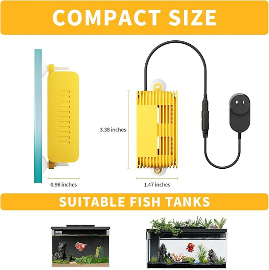 ERAARK 20W 100W Small Submersible Aquarium Heater, Constant Temperature 77℉, Betta Fish Tank Heater Suitable for Saltwater and Freshwater, 5/10/20 Gallon Fish Tahk (20W)