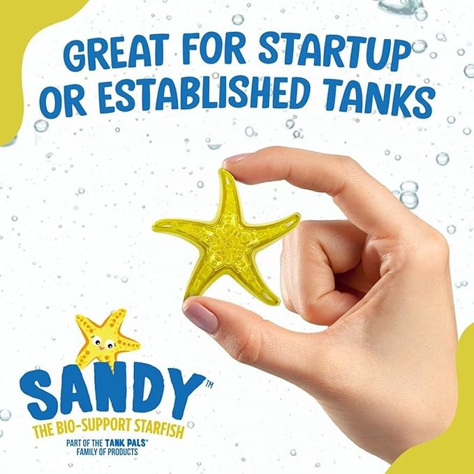 Sandy The Bio-Support Starfish - 2 Pack, Yellow- Promotes A Healthy Balanced Aquarium Ecosystem, Probiotic Growth, Tank Environment Control