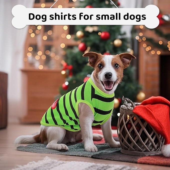 Dog Shirts for Large Dogs, Striped T-Shirts Dog Vest Pet Apparel Tee Shirts Spring Summer Suitable for Small and Medium Large Pets French Bulldog Bichon, Green XL