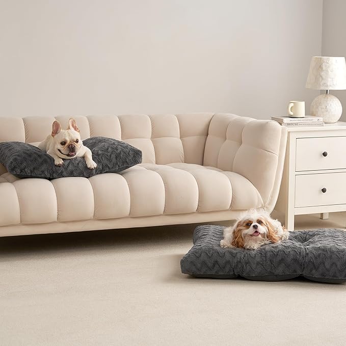 EHEYCIGA Washable XL Dog Bed for Crate 41x27 Inch, Reversible Kennel Pad for Extra Large Dogs Weight Up to 75 lbs, Plush and Comfy Pet Sleeping Mat, Charcoal