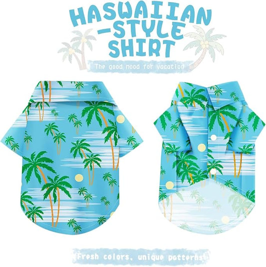 Hawaiian Dog Shirt – Lightweight and Breathable Summer T-Shirt with Tropical Prints, Fun Beach Outfit for Small, Medium, and Large Dogs, Perfect for Hot Days and Outdoor Vacation.Tree XXL