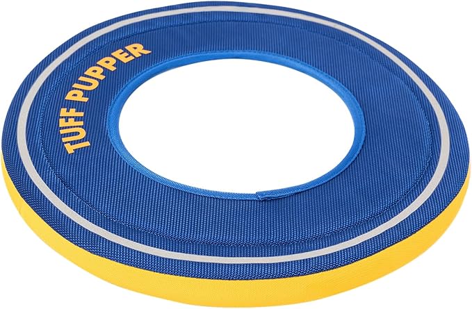 Tuff Pupper Floating Dog Frisbee Toy | Fetch Only Not a Chew Toy | Soft Foam Fetch Disc | High-Visibility Water & Snow Play | Gentle on Teeth | Lightweight Durable Outdoor Flying Toy