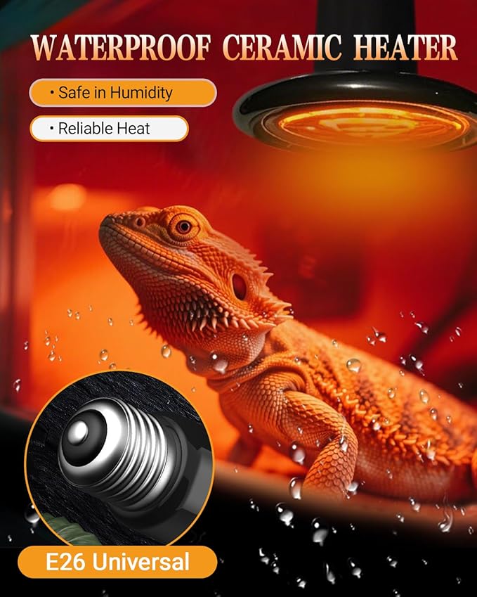 Ruiandsion 150W Ceramic Heat Emitter Bulb 3-Pack – Long-Lasting Nighttime Heating for Reptiles & Poultry, Shatter-Resistant Design for Large Terrariums/Coops