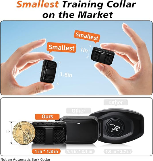 Ultra Compact Dog Shock Collar, Lightest Dog Training Collar with Remote for Small Dogs 5-30lbs & Medium Dogs/Puppies, Waterproof, Rechargeable, 1300ft Range (Black&Small)